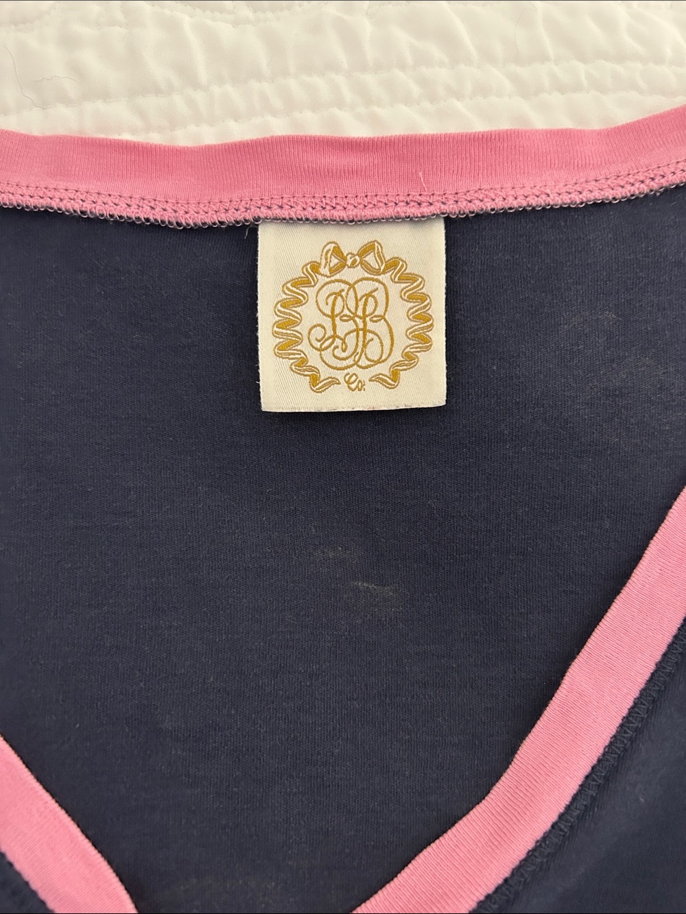 The Beaufort Bonnet Company Navy Duck-Print Pajama Set with Pink Trim - Picture 2 of 6